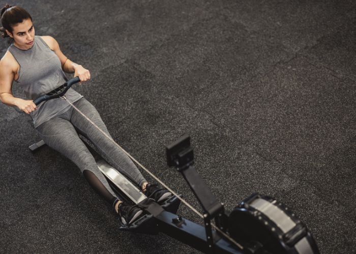 Ariel Shot of Rower on Rowing Machine