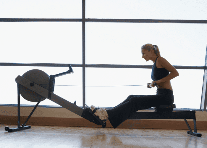 Woman on concept2 rower