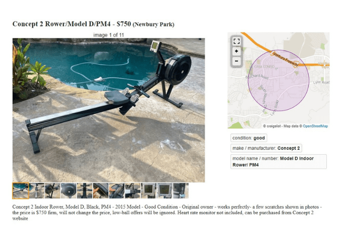 Craigslist Concept 2 rower 2