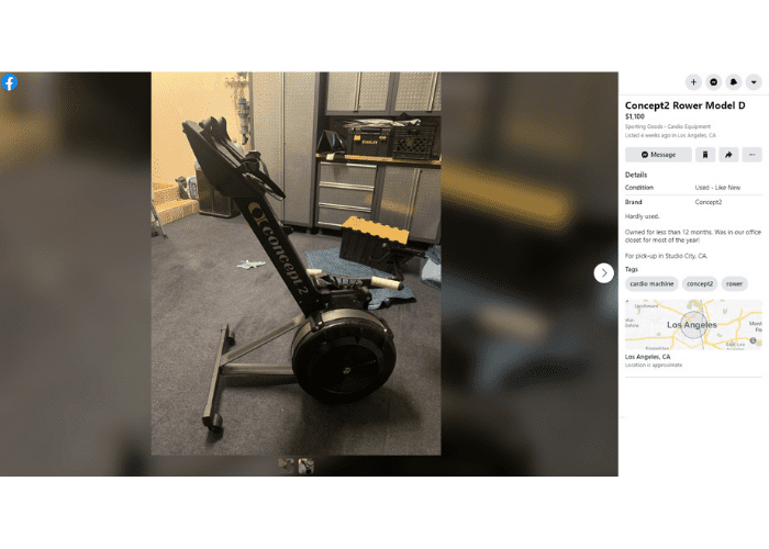 Facebook Marketplace Concept 2 rower 