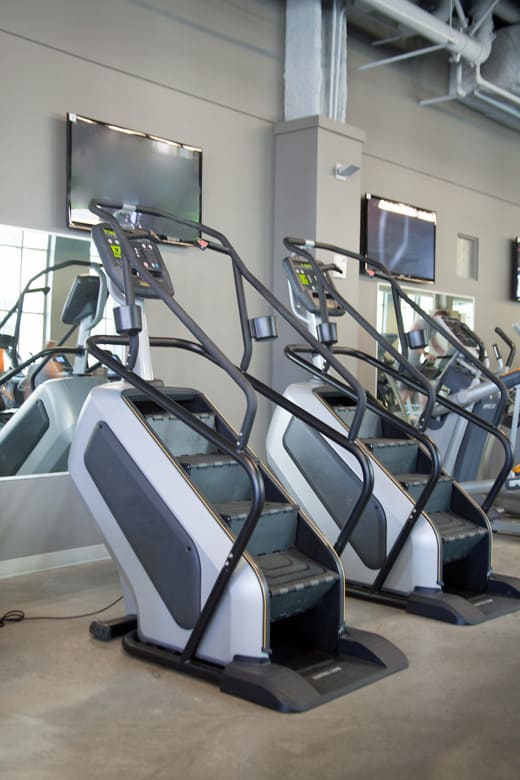 Stair climbers in a gym